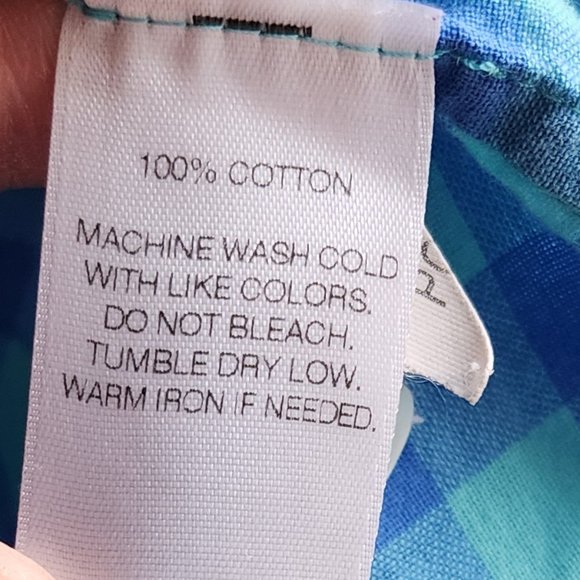 Vineyard Vines Blue Checked Half-Button Down Blouse Size 2 - Picture 7 of 12